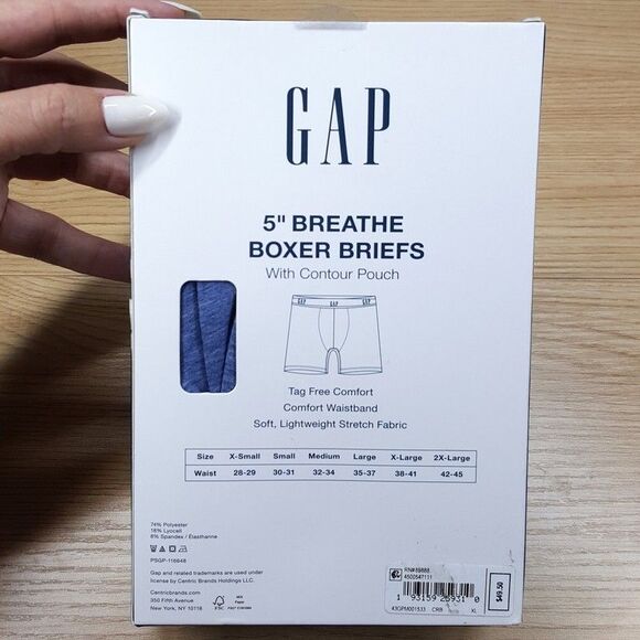 GAP Boxer Briefs Mens XL Blue 3-Pack 5" Breathe Contour Pouch Soft Stretch - Picture 3 of 4